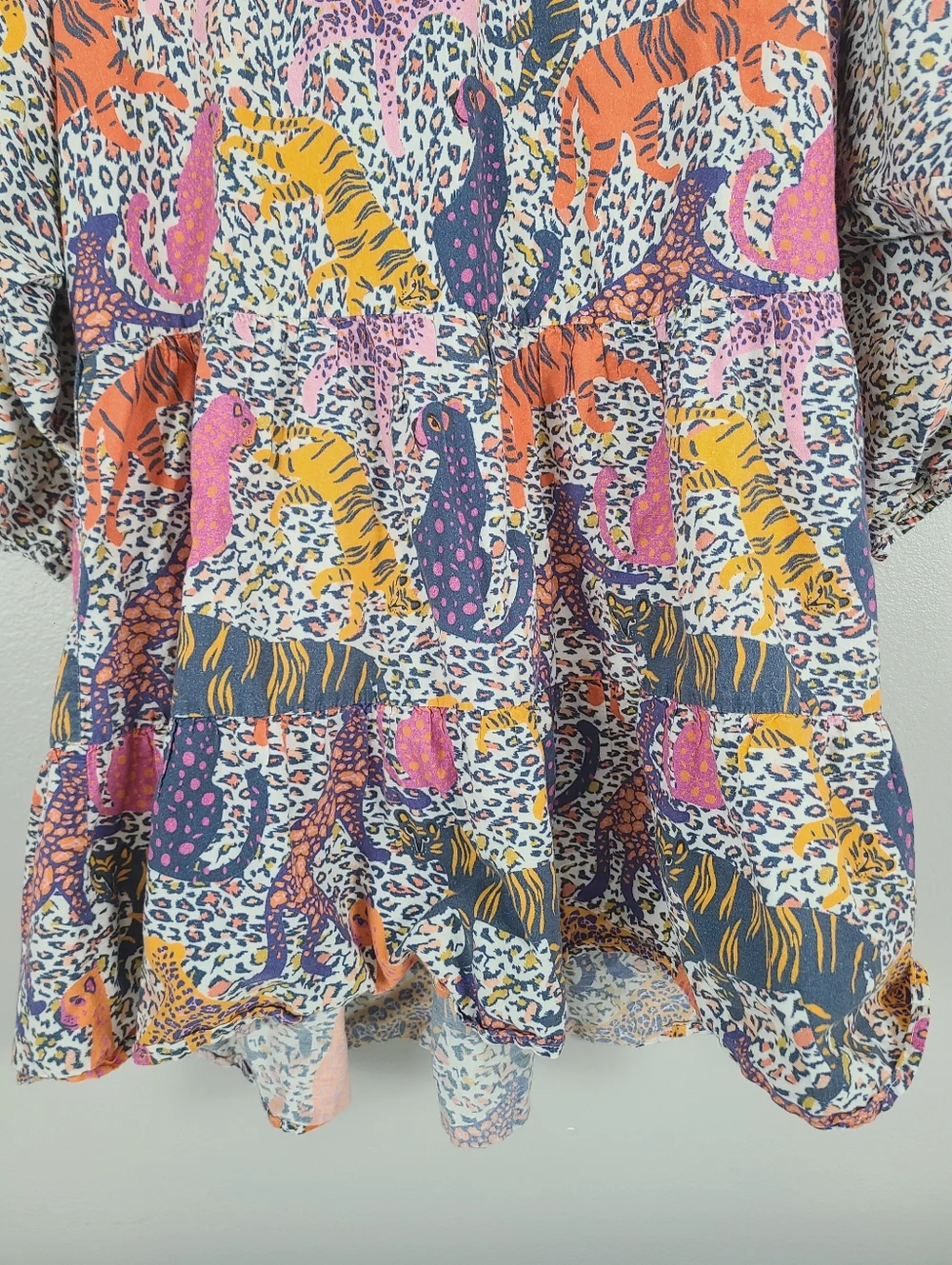 Anthropologie x Conditions Apply Multicolor Animal Tiger Tiered Tunic Dress XL - Picture 9 of 16